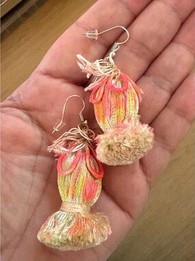 Boho Playful Tassel Pom Pom Drop Earrings - Women Jewelry